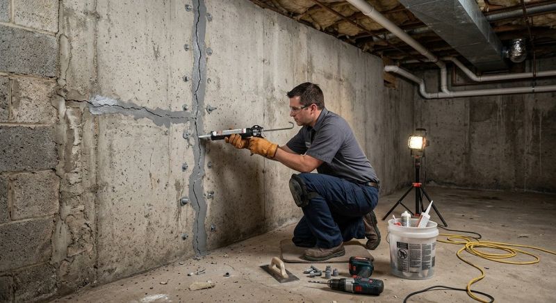 Basement Crack Repair in Manchester, CT