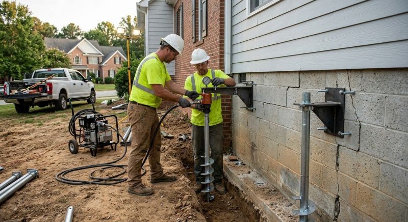 Helical Piers Installation in Manchester, CT